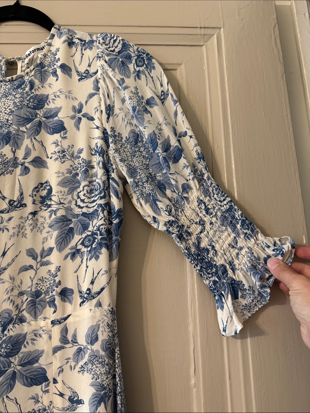 Reformation Blue and Cream Floral Midi Dress - Picture 3 of 7